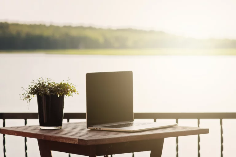 Scenic view table by lake copy